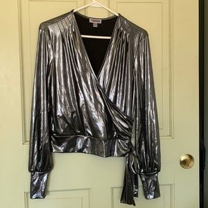 Shimmery GUNMETAL PaRtY TiMe blouse NWOT
